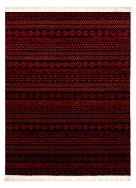 Makro Abra Kusový koberec klasický ORIENT 5132 bordó černý s třásněmi Rozměr: 100x200 cm