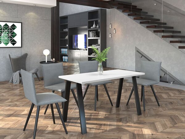- Industriální jídelní stůl KLEAN 1 - bílý / černý mat
