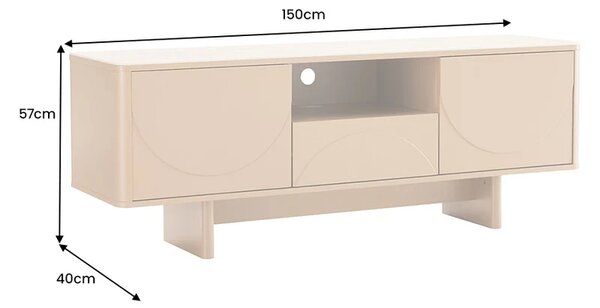 Massive home | Televizní stolek SAVOY 3D 150 CM béžový/travertin