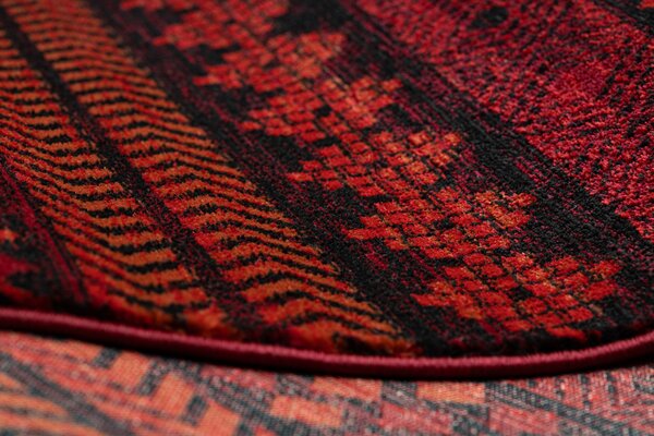 Makro Abra Kusový koberec klasický ORIENT 5132 bordó černý s třásněmi Rozměr: 100x200 cm