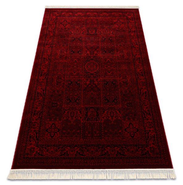 Makro Abra Kusový koberec klasický ORIENT 5365 bordó černý s třásněmi Rozměr: 100x200 cm
