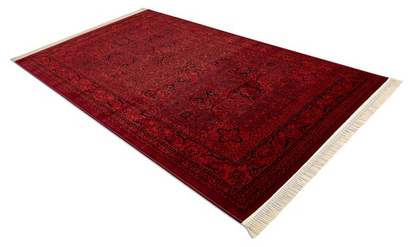 Makro Abra Kusový koberec klasický ORIENT 5365 bordó černý s třásněmi Rozměr: 100x200 cm