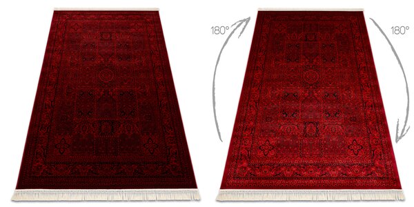 Makro Abra Kusový koberec klasický ORIENT 5365 bordó černý s třásněmi Rozměr: 100x200 cm