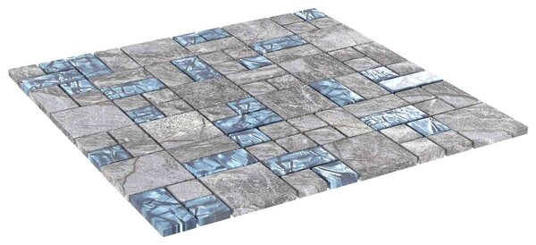Mozaiková dlažba 11 pcs Šedá a modrá 50 x 50 cm Sklo