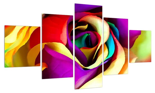 Barevný obraz abstraktní růže (125x70 cm)