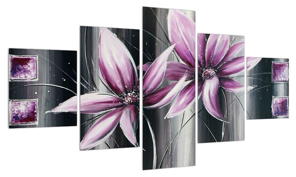 Moderní obraz květů (125x70 cm)