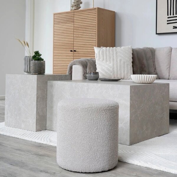 Nordic Living Béžový bouclé taburet Ejby 34 cm