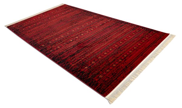 Makro Abra Kusový koberec klasický ORIENT 5820 bordó černý s třásněmi Rozměr: 100x200 cm