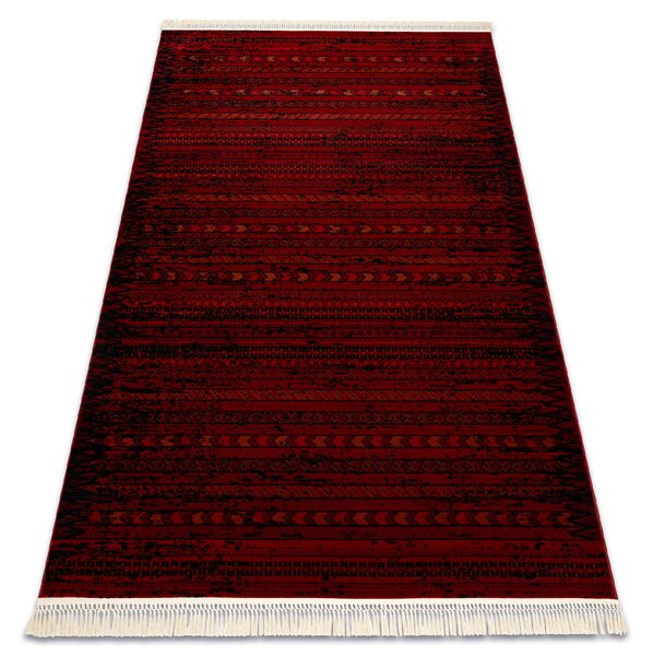 Makro Abra Kusový koberec klasický ORIENT 5820 bordó černý s třásněmi Rozměr: 100x200 cm