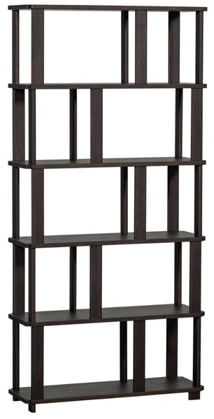WOOOD Tmavě hnědý dubový regál Riss 186 x 90 cm