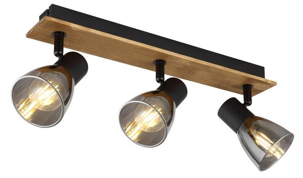 Globo 54307-3W přisazené stropní bodové svítidlo Claude 3x40W | E14 - černá, dřevo, kouřová