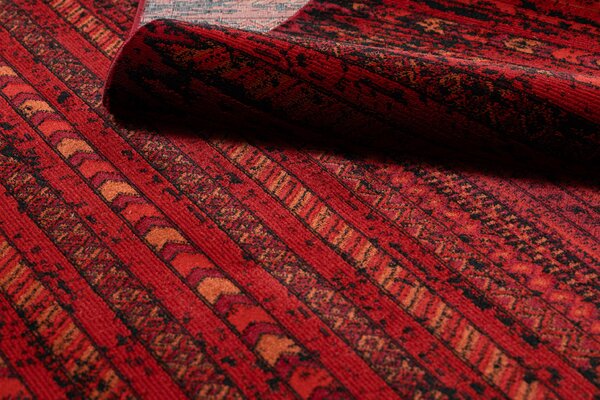 Makro Abra Kusový koberec klasický ORIENT 5820 bordó černý s třásněmi Rozměr: 100x200 cm