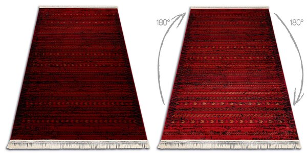 Makro Abra Kusový koberec klasický ORIENT 5820 bordó černý s třásněmi Rozměr: 100x200 cm