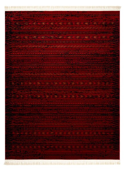 Makro Abra Kusový koberec klasický ORIENT 5820 bordó černý s třásněmi Rozměr: 100x200 cm