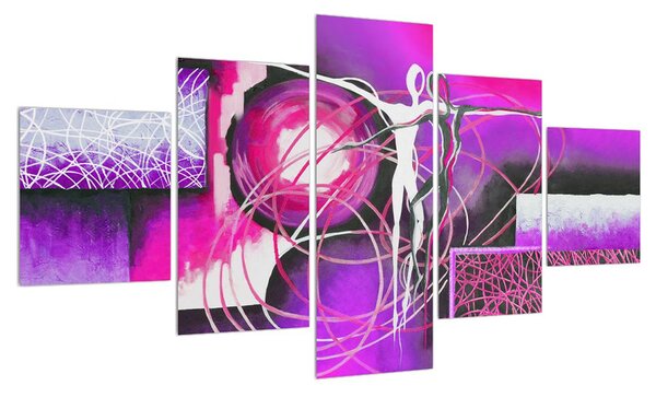 Abstraktní obraz fialových tanečníků (125x70 cm)