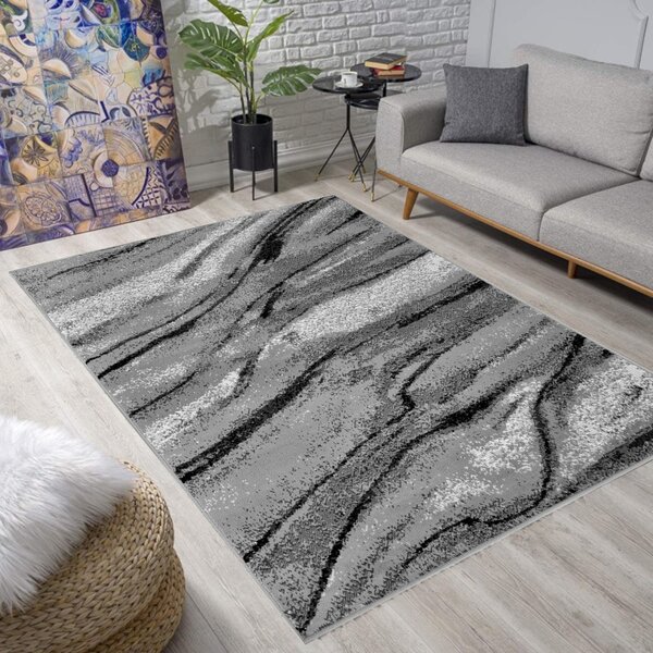 Obdélníkový koberece 50x90 cm LUKEN - šedý / černý