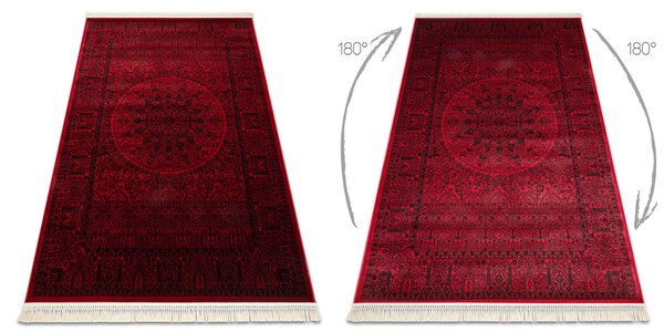 Makro Abra Kusový koberec klasický ORIENT 6039 bordó černý s třásněmi Rozměr: 100x200 cm