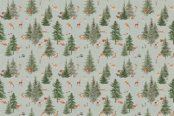 FUGU Tapeta borovicový les - Pine Forest Blue Materiál: Digitální eko vlies - klasická tapeta nesamolepicí