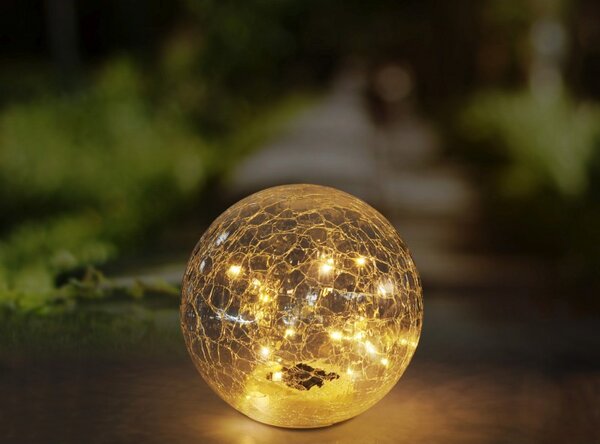 Globo 33303 LED solární venkovní dekorativní svítidlo Solar 1xAA 20x0,06W | 3000K | IP44 - k zapíchnutí, imitace popraskaného skla, černá