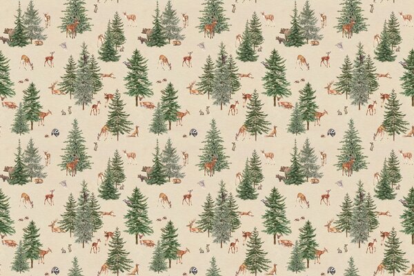 FUGU Tapeta borovicový les - Pine Forest Sand Materiál: Digitální eko vlies - klasická tapeta nesamolepicí