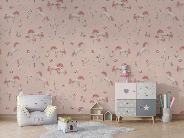 FUGU Tapeta jednorožec - Unique unicorn Pink Materiál: Digitální eko vlies - klasická tapeta nesamolepicí
