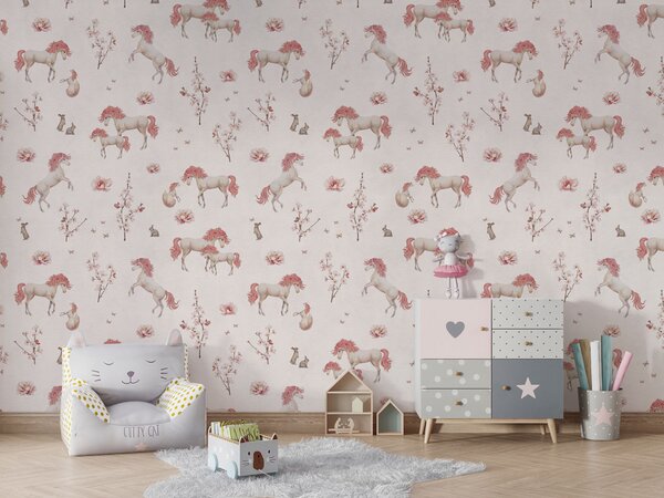 FUGU Tapeta jednorožec - Unique unicorn White Materiál: Digitální eko vlies - klasická tapeta nesamolepicí