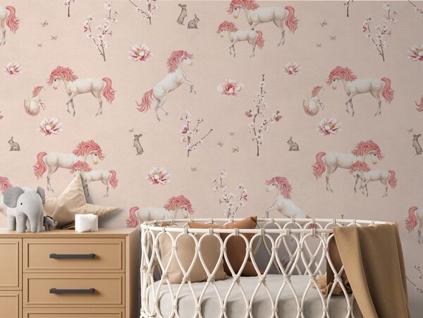FUGU Tapeta jednorožec - Unique unicorn Pink Materiál: Digitální eko vlies - klasická tapeta nesamolepicí