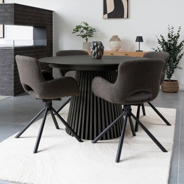 Nordic Living Černý dubový jídelní stůl Osaka 140 cm