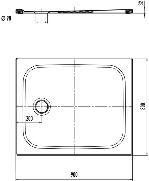 Kaldewei Cayonoplan obdélníková sprchová vanička 90x80 cm bílá 375047980001