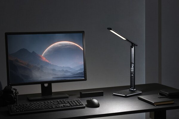 LED stolní lampička Immax KINGFISHER BLACK černá