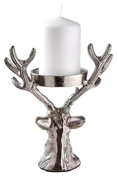OH MY DEER Svícen na sloupovou svíčku - stříbrná