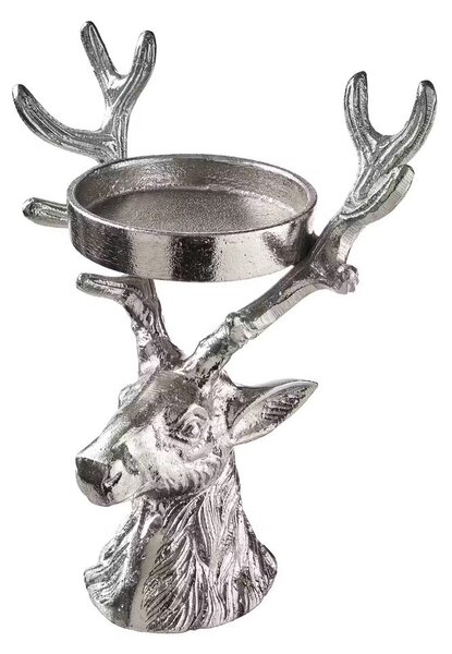 OH MY DEER Svícen na sloupovou svíčku - stříbrná