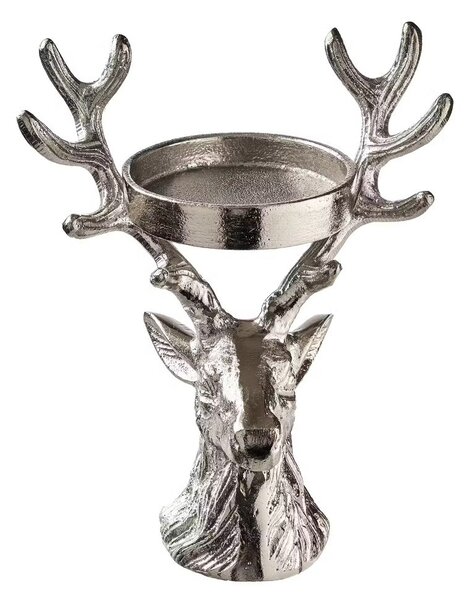 OH MY DEER Svícen na sloupovou svíčku - stříbrná