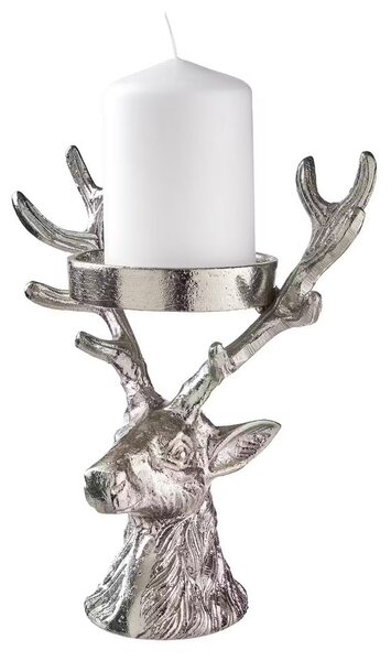 OH MY DEER Svícen na sloupovou svíčku - stříbrná