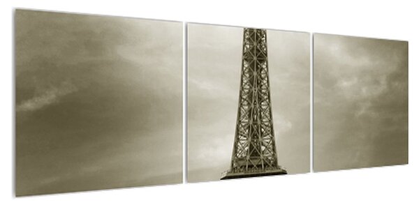 Obraz Eiffelovy věže a růžového auta (150x50 cm)
