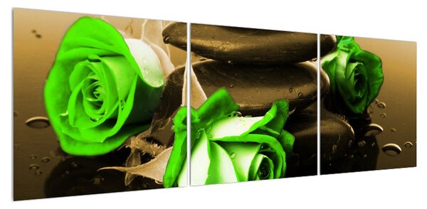 Obraz zelených růží (150x50 cm)