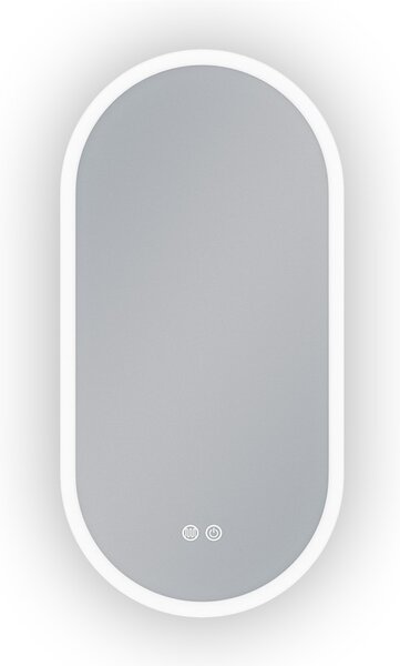Erga Demi, oválné LED zrcadlo 40x80cm, 3 barvy světla, přední osvětlení, topná podložka proti zapaření, ERG-V01-DEMI-4080-CL