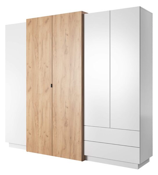 Sestava do ložnice s postelí 160x200 SYLVANIA 1 - dub kraft zlatý / bílá + LED osvětlení ZDARMA