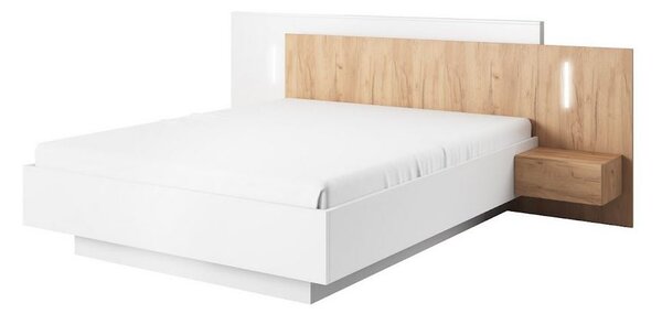 Sestava do ložnice s postelí 160x200 SYLVANIA 1 - dub kraft zlatý / bílá + LED osvětlení ZDARMA