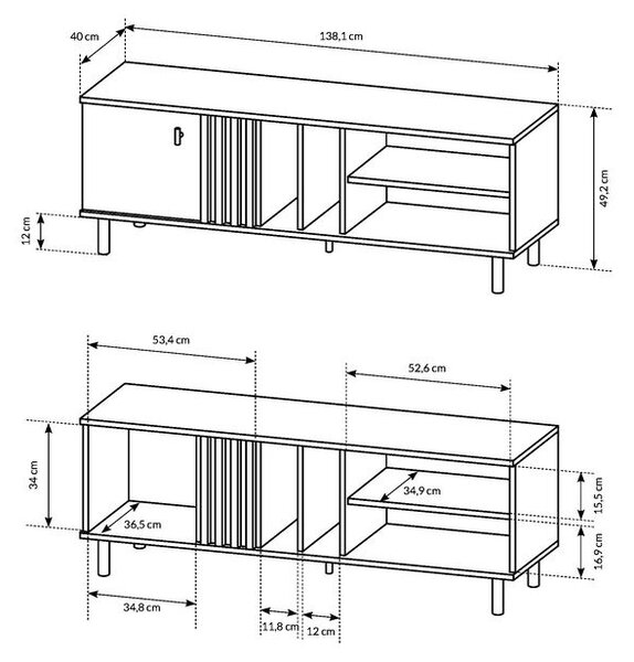 Stolek pod televizi 138 cm CHATOM - dub artisan / antracitový