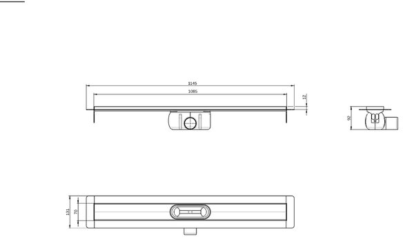 ACO ShowerDrain C tělo odtokového žlábku 108.5 cm ocel 9010.88.05