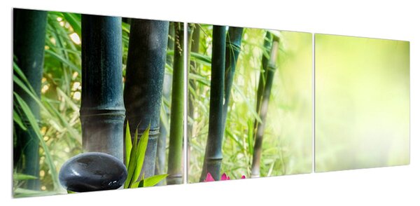 Obrázek lotusu, bambusu a svíčky (150x50 cm)