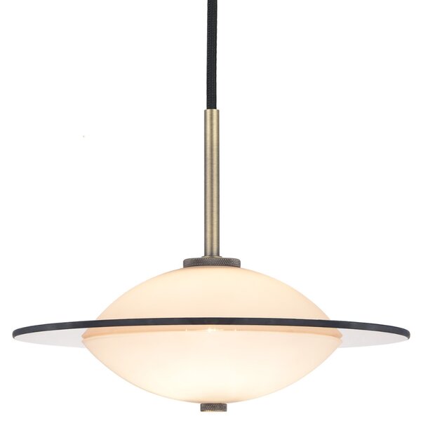 Halo Design Opálově bílé skleněné závěsné světlo Orbit 24 cm s mosazným zavěšením