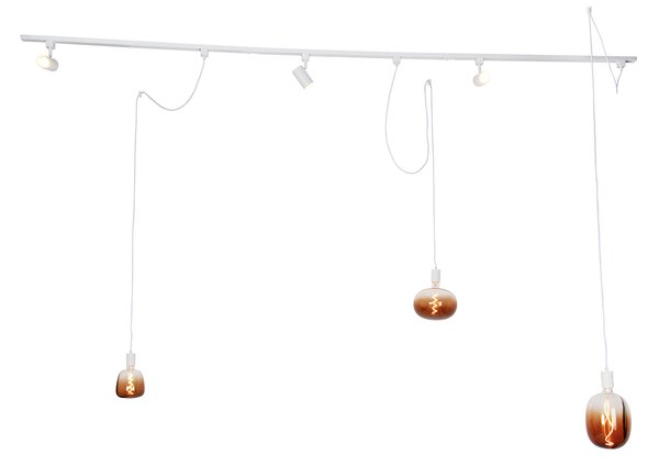 1-fázový kolejnicový systém se 3 reflektory a závěsnými lampami bílá - Cavalux Jeana