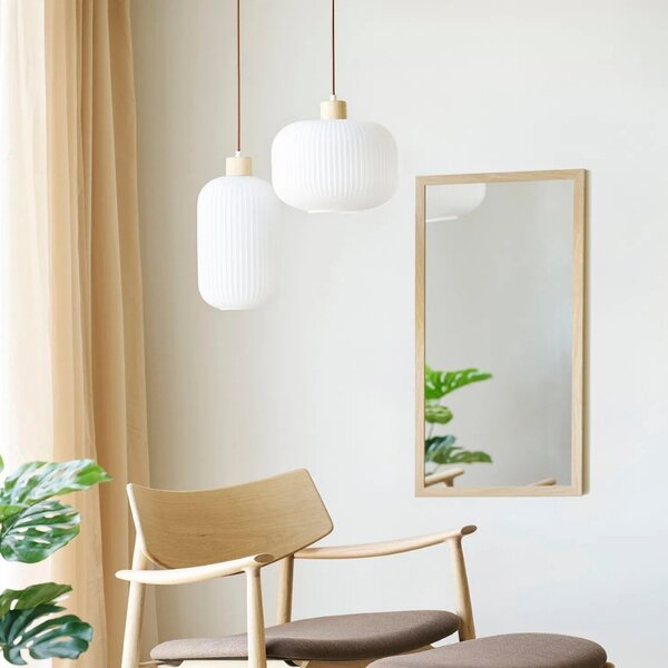 Nordic Living Bílé skleněné závěsné světlo Argallo 30 cm