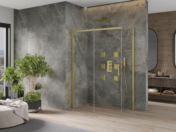 Mexen Omega sprchový kout 130x70cm, 8mm sklo, zlatý profil-čiré sklo, 825-130-070-50-00