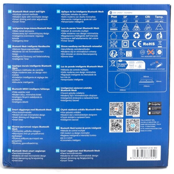 Aigostar - LED Stmívatelné nástěnné svítidlo MESH Smart LED/12W/230V bílá