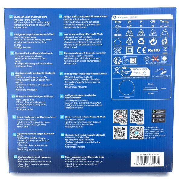 Aigostar - LED Stmívatelné nástěnné svítidlo MESH Smart LED/12W/230V černá