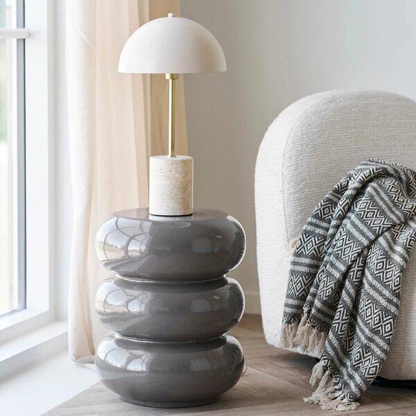 Nordic Living Béžová mramorová stolní lampa Sheffield 45 cm