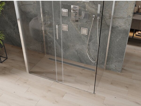 Mexen Omega 3-stěnový sprchový kout 140x80 cm, 8mm čiré sklo - chromový profil, 825-140-080-01-00-3S
